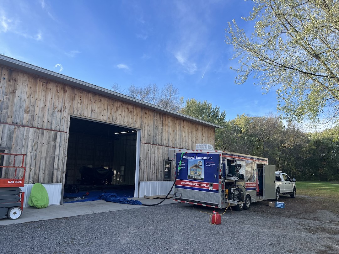 Pole Building Closed-Cell Spray Foam Insulation and Blow-In Cellulose Insulation in Stevens Point, WI